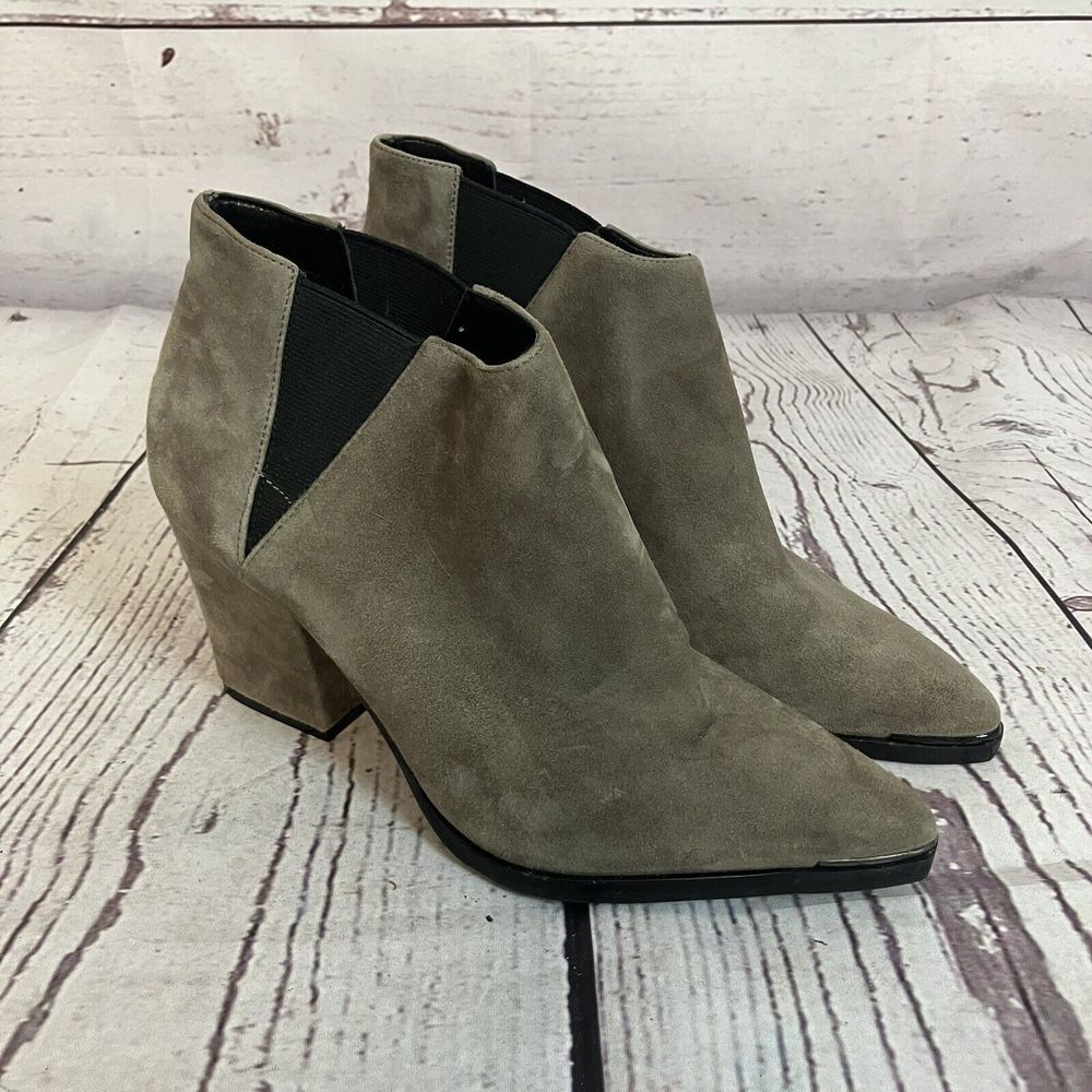 Marc Fisher LTD Boots Womens 7.5 Taupe Yale Ankle Pointed Pull On Suede Chelsea